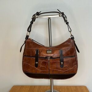 Dooney & Bourke Cognac Embossed Croc Brown Shoulder Bag